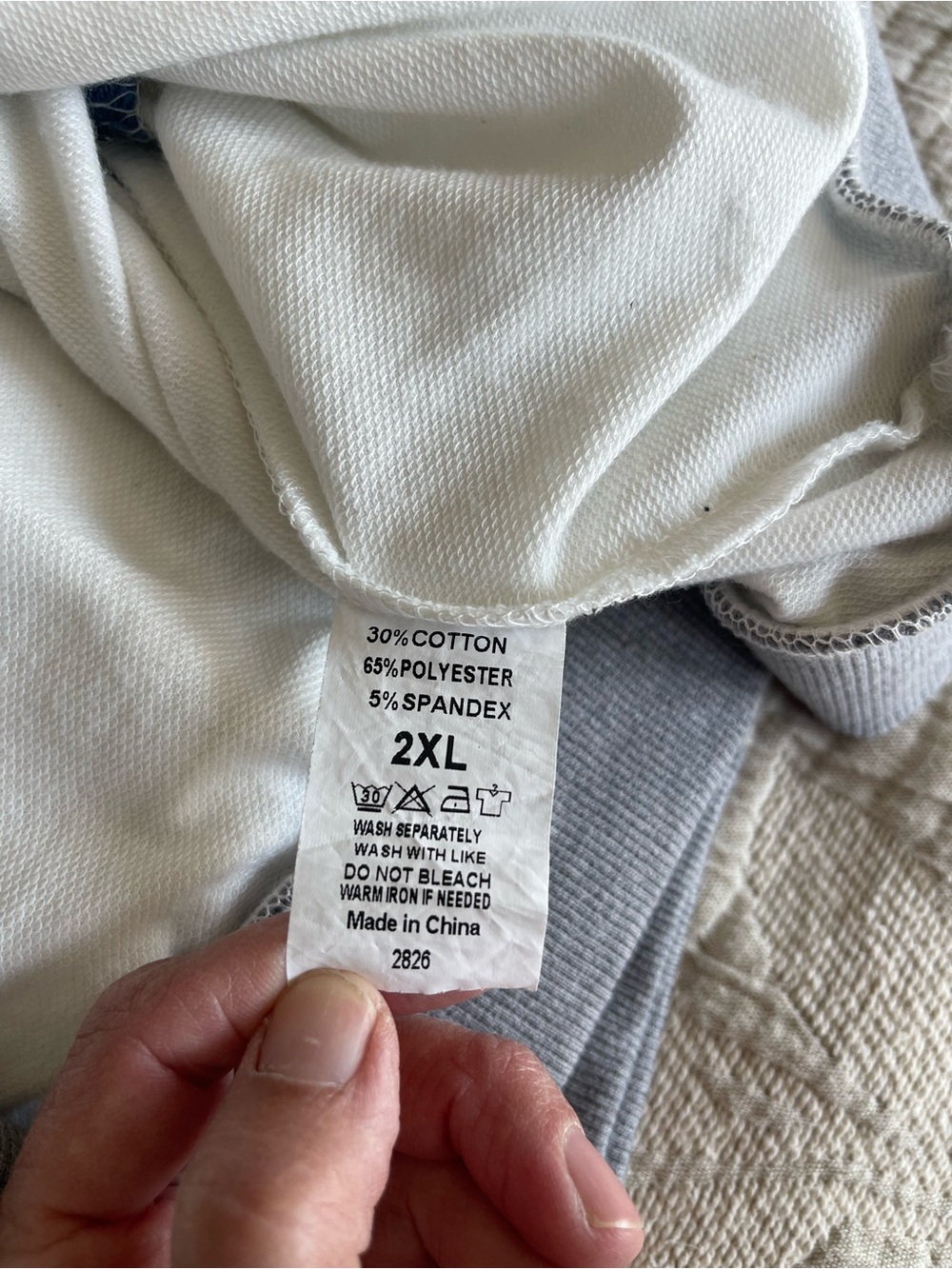 Women's Colorblock Hooded Sweatshirt - Gray, White & Blue - Picture 4 of 5